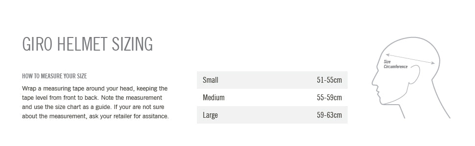 Giro 2025 helmet sizing