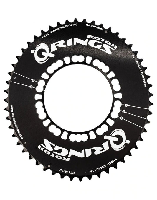 Rotor Chainring Q 52AT - BCD110x5 Outer Black Aero